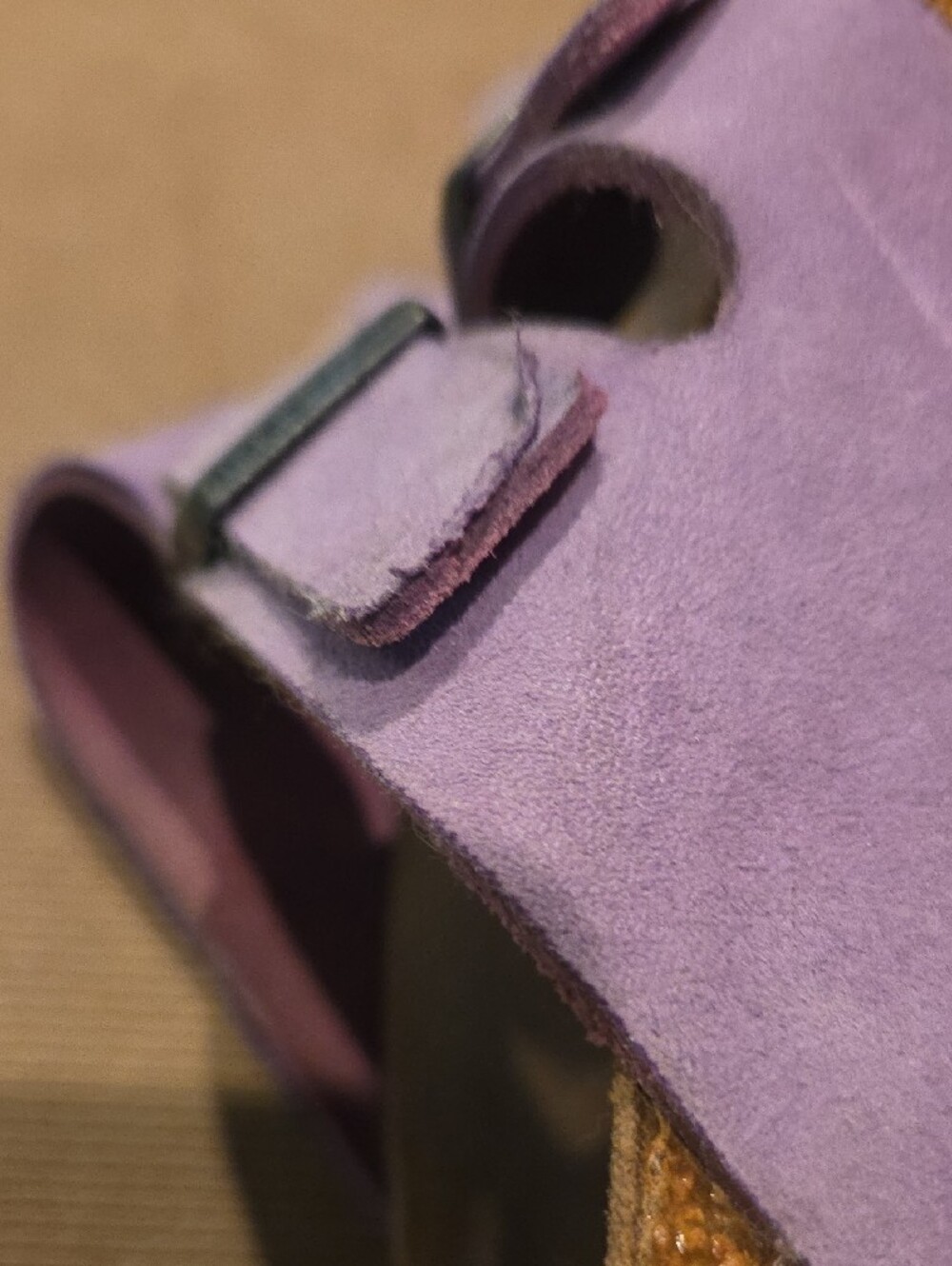 Size 39 Birkenstock Triple-Strap Purple Suede Sandals - Picture 7 of 12